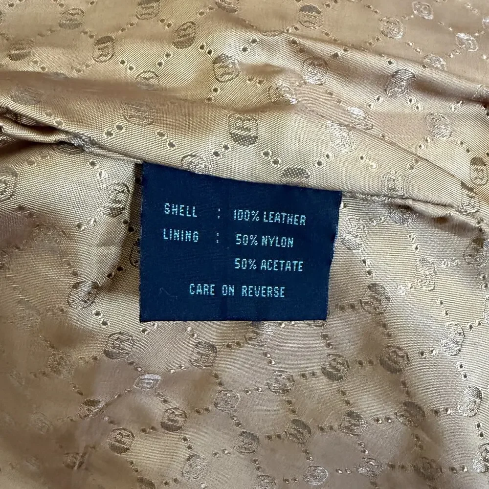 Reaction Kenneth Cole Women L Tan 100% Leather Blazer Jacket Button Lined - Picture 6 of 6